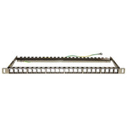Link Pannello Patch Vuoto in Metallo con Barra Supporto Posteriore 1-2 Unita' per Connettori Schermati con Presa a Terra Viti Incluse