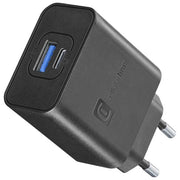 Cellularline ACHSMUSB2PD25WK Dual Super Fast Charger Caricabatterie da Rete 2 Porte USB USB-C 25W colore Nero