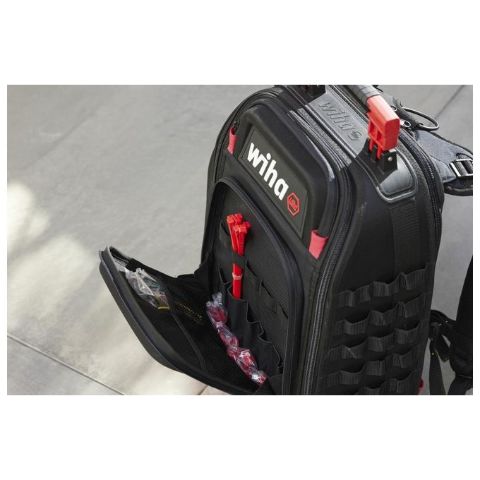 Wiha 45529 Zaino porta attrezzi 43 pezzi con scomparto laptop e sistema Molle colore Nero
