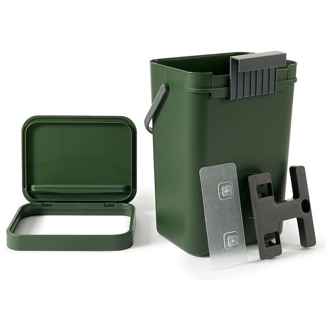 Perfetto 29125 Pattumiera per Rifiuti Organici Gino 5 L Rettangolare con Coperchio e Gancio Riposizionabile colore Nero Verde