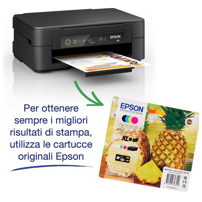 Epson C11CK67403 Expression Home XP-2200 Stampante Multifunzione Inkjet A4 Stampa Copia Scansione Wi-Fi Wi-Fi Direct Fronte Retro Manuale colore Nero
