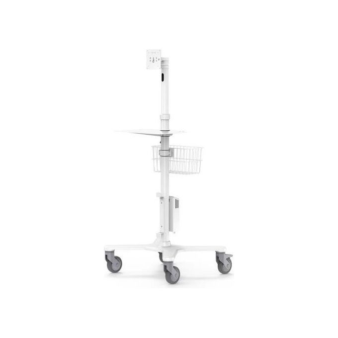 Compulocks MCRSTDEXW Carrello Multimediale Mobile con Braccio Articolato VESA 75x75 100x100 mm per Schermo fino a 15'' Altezza Regolabile 1160-1590 mm con Ruote Bloccabili colore Bianco