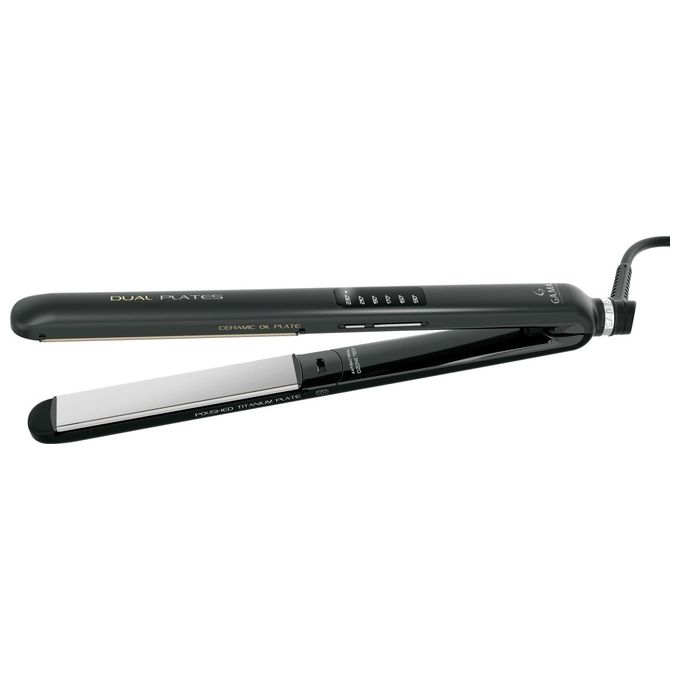 Ga.ma GI2512 LED Dual Plates 4D Piastra per capelli Titanio Ceramica Ionica 50W 130 230°C autospegnimento 60 min colore Nero