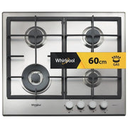 Whirlpool GMR 6422-IXL Piano Cottura a Gas 4 Zone iXelium Griglie in Ghisa 60 cm Acciaio Inox