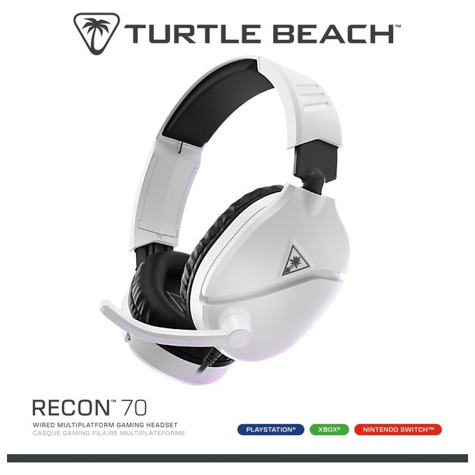 Turtle Beach TBS-3001-15 Recon 70 Cuffie da Gioco 40 mm Compatibilita' Multipiattaforma 3.5 mm colore Bianco