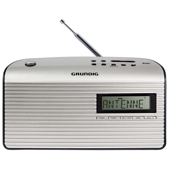 Grundig GPR1252 Music 7000X Radio Portatile DAB+ FM RDS Display LCD Sveglia Snooze Timer Spegnimento Batteria o Corrente colore Argento