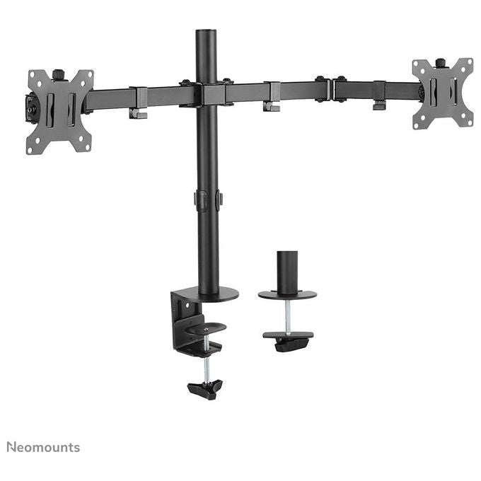 Neomounts FPMA-D550DBLACK Braccio per Monitor Doppio da Scrivania per Schermi 10-32 Pollici VESA 75x75 100x100 mm Regolabile Altezza Profondita' Inclinazione Rotazione Gestione Cavi colore Nero
