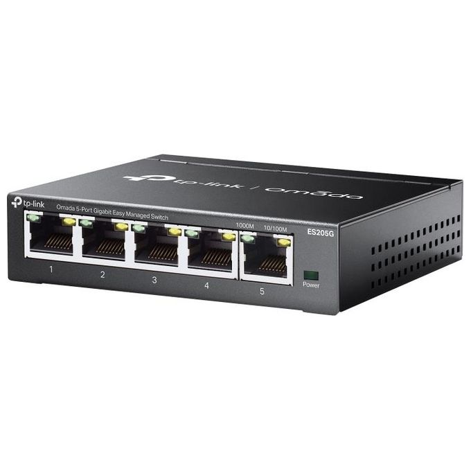 TP-Link ES205G Omada Switch Gestito 5 Porte Gigabit Ethernet 10 Gbps Switching QoS VLAN Cloud Managed colore Nero