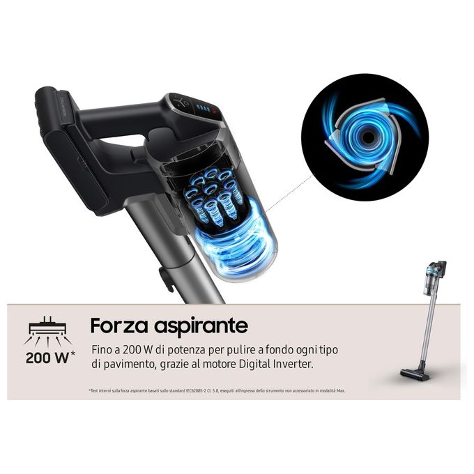 Samsung VS20B75AGR1 Jet 75E Pet Aspirapolvere senza filo Multiciclonica 0.8 L 200 W 60 min 86 dB colore Nero