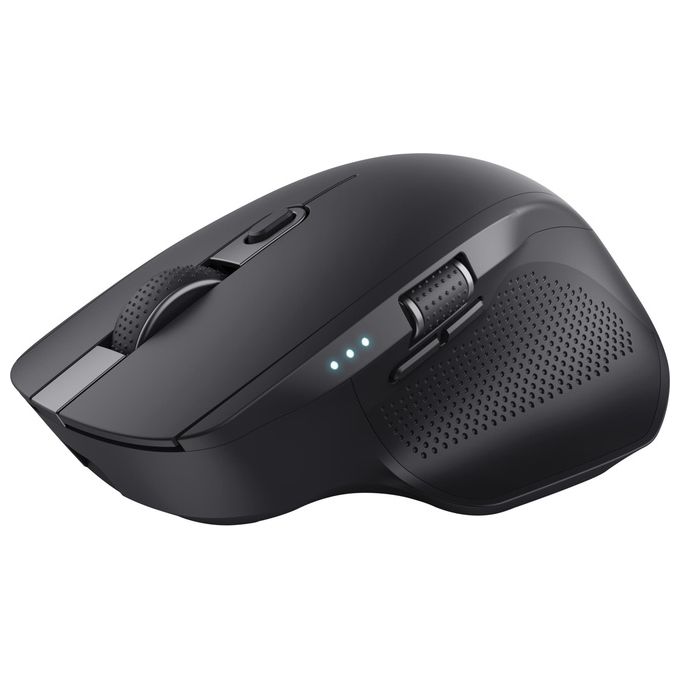 Trust 24820 Ozaa+ Mouse Wireless Multi-Dispositivo 6 Pulsanti Silenzioso 2 Rotelle Scorrimento Bluetooth 2.4GHz USB Type-C 60% Plastica Riciclata colore Nero