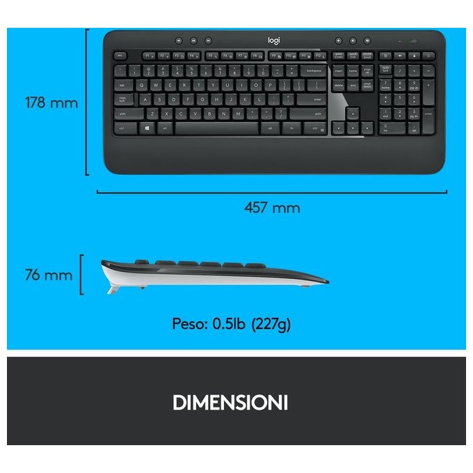 Logitech MK540 Advanced Set mouse e tastiera wireless 2.4 GHz QWERTY italiano