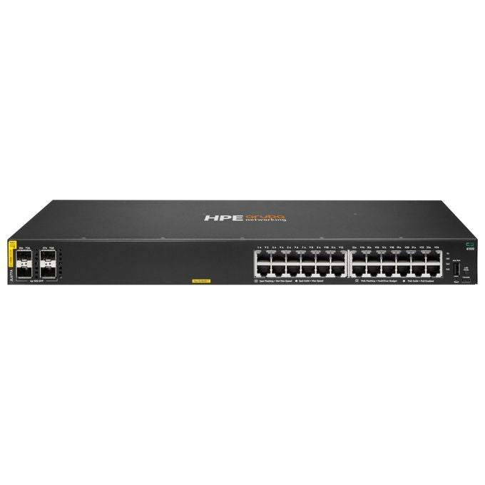 HPE JL677A Aruba Networking CX 6100 Switch Gestito L3 24 Porte Gigabit PoE Classe 4 4 SFP+ 370 W colore Nero