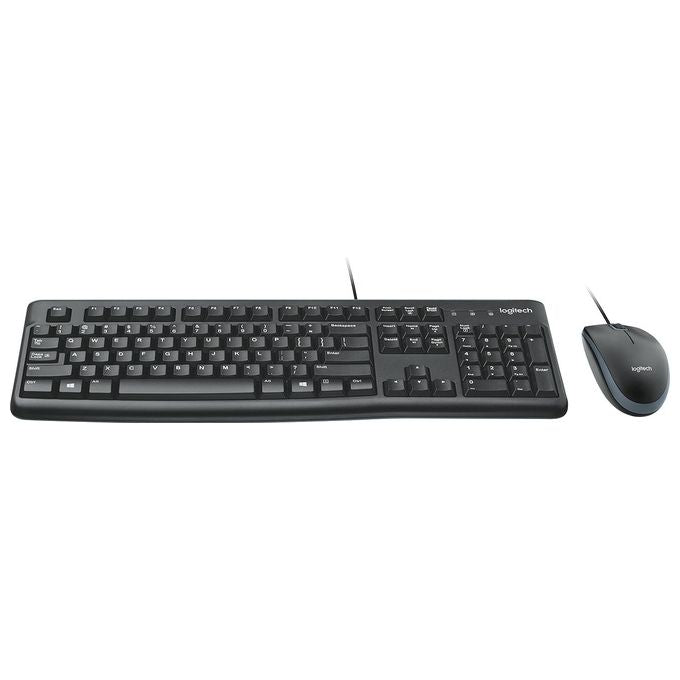 Logitech MK120 Combo Tastiera e Mouse con Filo per Windows Mouse Ottico Cablato Tastiera di Dimensioni Standard USB Plug-and-Play compatibile con PC Laptop Layout Italiano QWERTY Nero