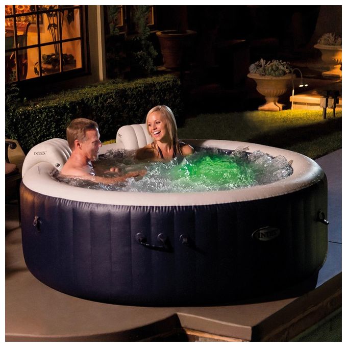 Intex 28430EX PureSpa Bubble Massage Vasca Idromassaggio Gonfiabile 4 posti 140 getti Riscaldatore 2200W 795 L colore Blu Navy
