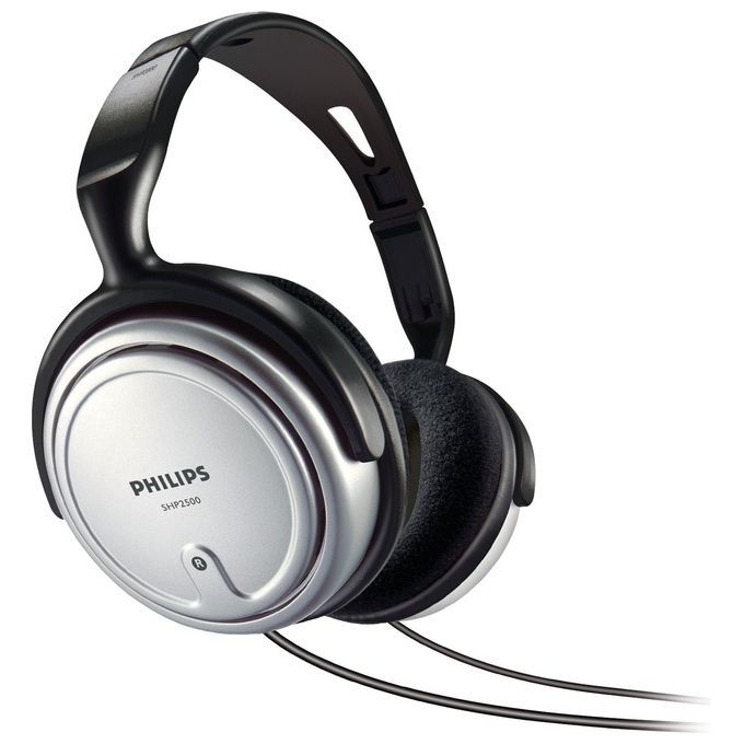Philips SHP2500 cuffia TV a Filo con cuscinetti Nero, Argento Cavo 6 metri