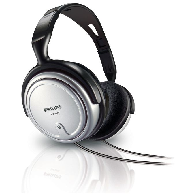 Philips SHP2500 cuffia TV a Filo con cuscinetti Nero, Argento Cavo 6 metri