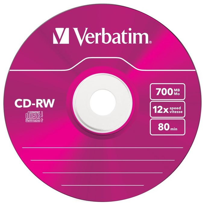 Verbatim Cdrw Datalifeplus 5 Pz. 8x-10x 700mb Slim Colorati
