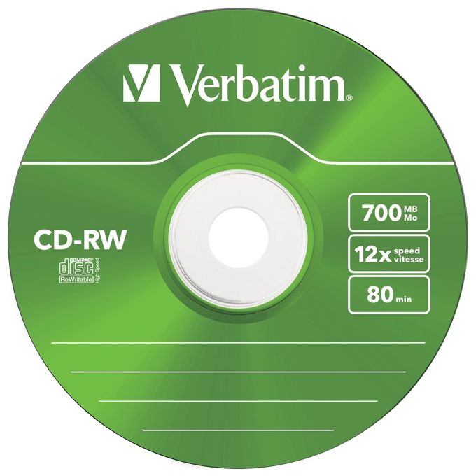 Verbatim Cdrw Datalifeplus 5 Pz. 8x-10x 700mb Slim Colorati