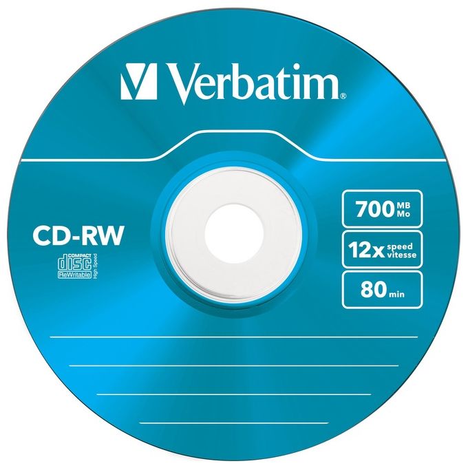 Verbatim Cdrw Datalifeplus 5 Pz. 8x-10x 700mb Slim Colorati