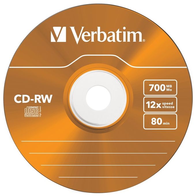 Verbatim Cdrw Datalifeplus 5 Pz. 8x-10x 700mb Slim Colorati