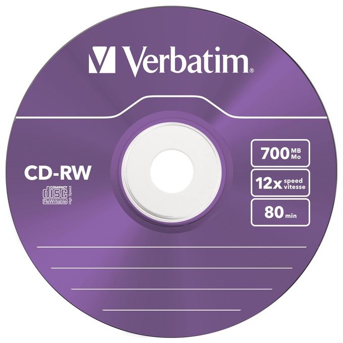 Verbatim Cdrw Datalifeplus 5 Pz. 8x-10x 700mb Slim Colorati