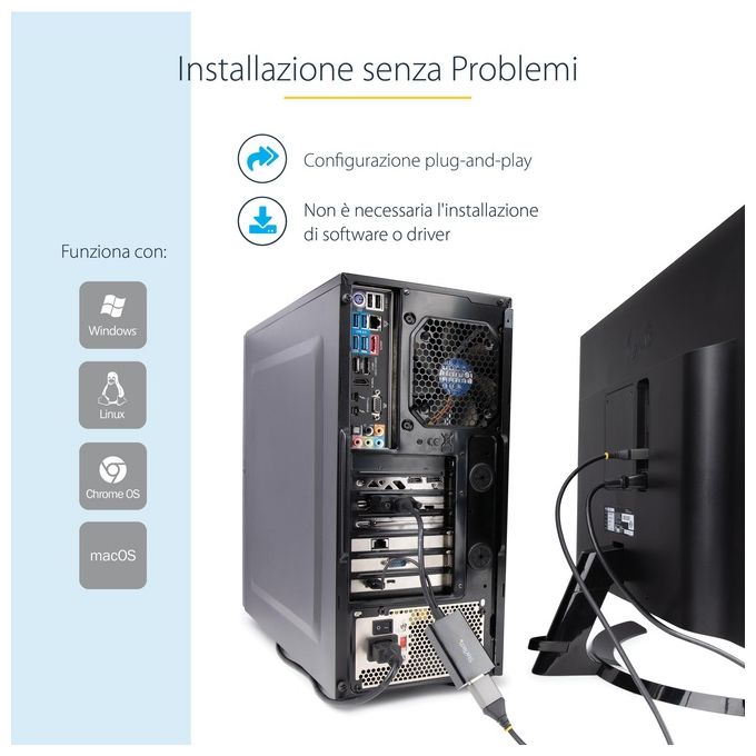 StarTech.com DVI2DP2 Adattatore DVI a DisplayPort Risoluzione 1920x1200 Alimentato USB colore Nero