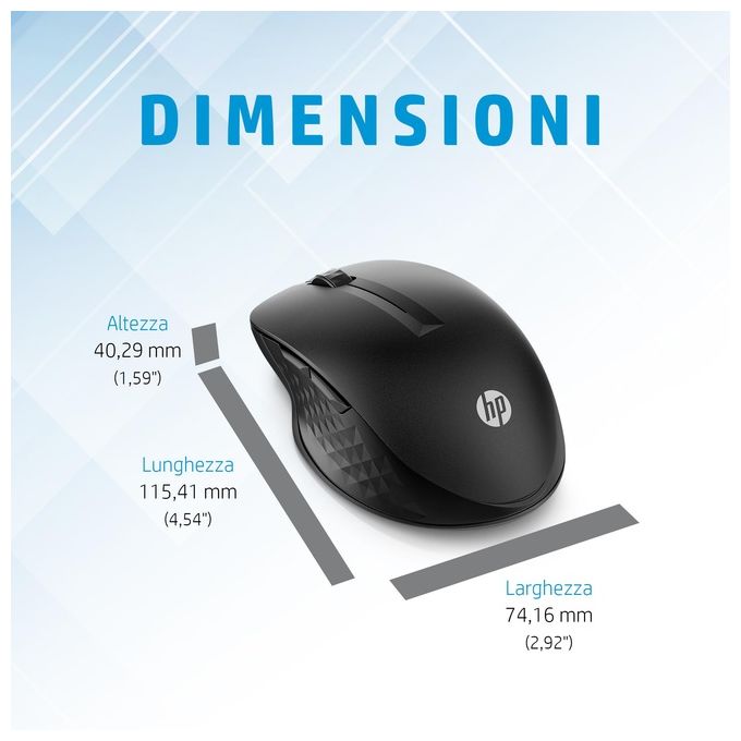 HP 3B4Q2AA 430 Mouse Wireless Multi-Dispositivo Bluetooth 5.2 e Dongle USB-A 1200 DPI 5 Pulsanti Batteria 24 Mesi colore Nero