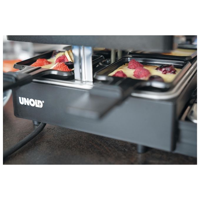 Unold 48755 Griglia per Raclette 8 persone 1300 W Piastre Antiaderenti in Ghisa colore Nero