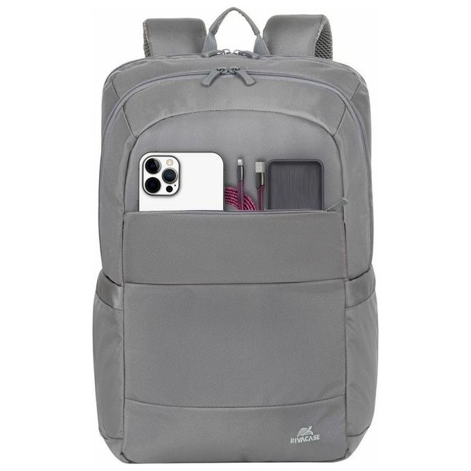 Rivacase 8267 GREY Zaino City Backpack per Notebook 17.3'' 2 Scomparti Idrorepellente Poliestere colore Grigio