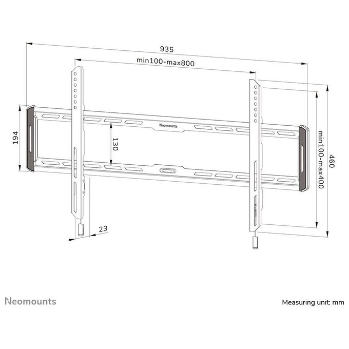 Neomounts WL30-550BL18 Supporto TV a Parete Fisso Ultra Sottile per Schermi fino a 86 Pollici VESA 100x100 a 800x400 mm Sistema Magnetico Pull and Release colore Nero