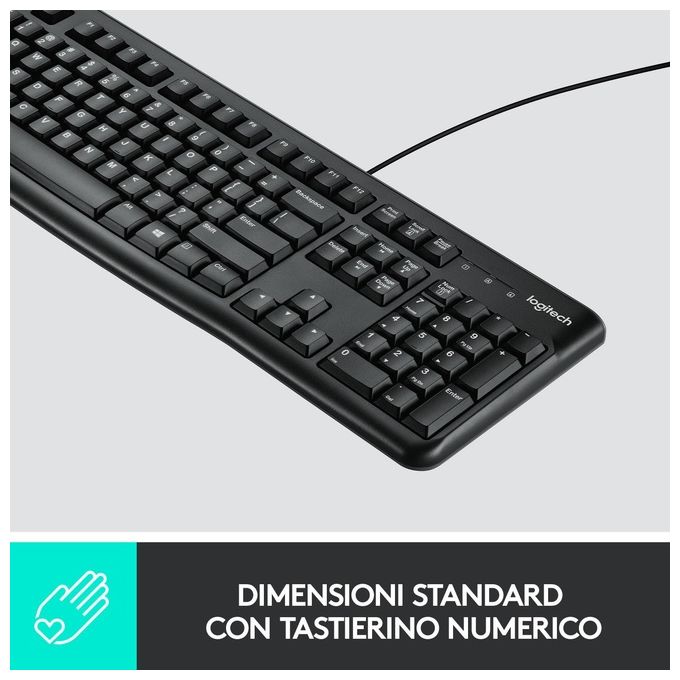Logitech MK120 Combo Tastiera e Mouse con Filo per Windows Mouse Ottico Cablato Tastiera di Dimensioni Standard USB Plug-and-Play compatibile con PC Laptop Layout Italiano QWERTY Nero