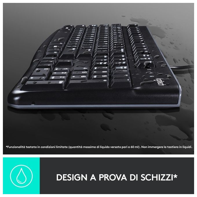 Logitech MK120 Combo Tastiera e Mouse con Filo per Windows Mouse Ottico Cablato Tastiera di Dimensioni Standard USB Plug-and-Play compatibile con PC Laptop Layout Italiano QWERTY Nero
