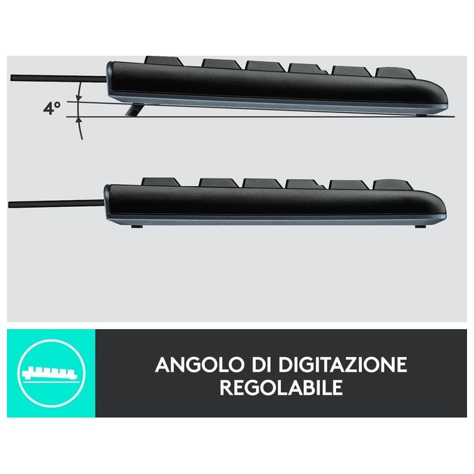 Logitech MK120 Combo Tastiera e Mouse con Filo per Windows Mouse Ottico Cablato Tastiera di Dimensioni Standard USB Plug-and-Play compatibile con PC Laptop Layout Italiano QWERTY Nero