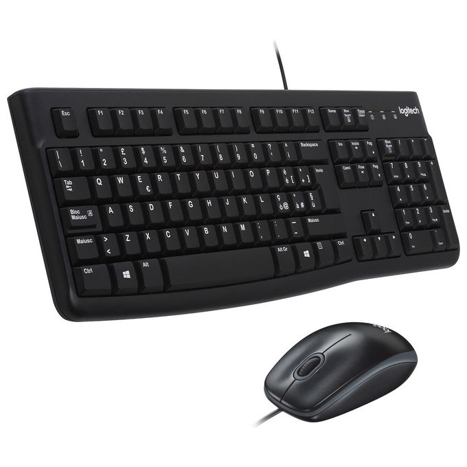 Logitech MK120 Combo Tastiera e Mouse con Filo per Windows Mouse Ottico Cablato Tastiera di Dimensioni Standard USB Plug-and-Play compatibile con PC Laptop Layout Italiano QWERTY Nero