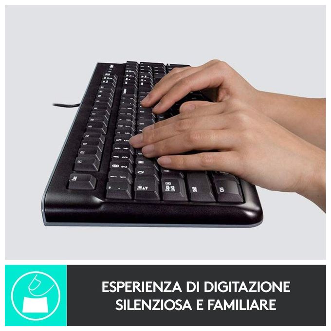 Logitech MK120 Combo Tastiera e Mouse con Filo per Windows Mouse Ottico Cablato Tastiera di Dimensioni Standard USB Plug-and-Play compatibile con PC Laptop Layout Italiano QWERTY Nero