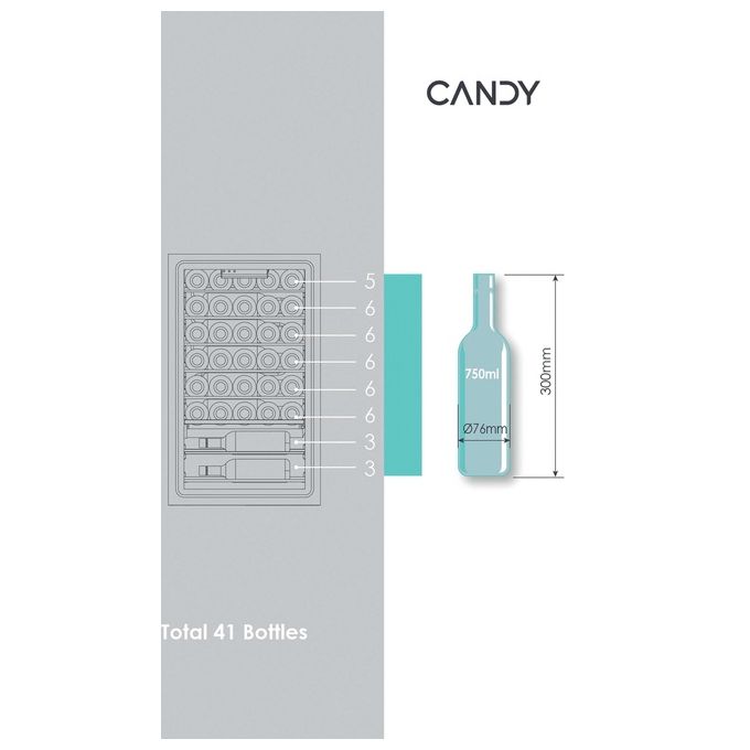Candy CWC 150 MHF DiVino Cantinetta Vino 41 Bottiglie 6 Ripiani Classe G Libera Installazione colore Nero