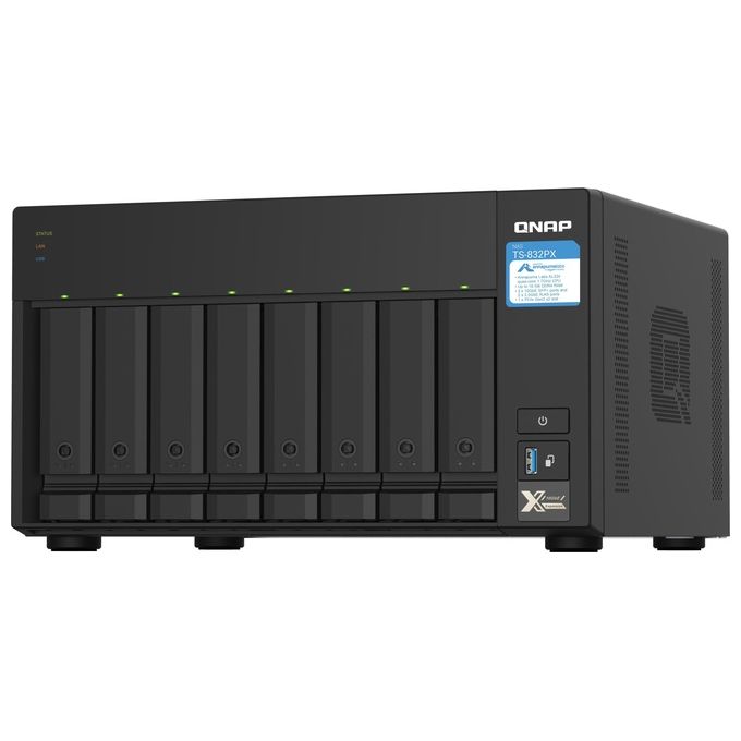 Qnap TS-832PX-4G NAS Tower 8 Bay AL324 Quad Core 1.7 GHz 4 GB DDR4 2x 10GbE SFP+ 2x 2.5GbE colore Nero