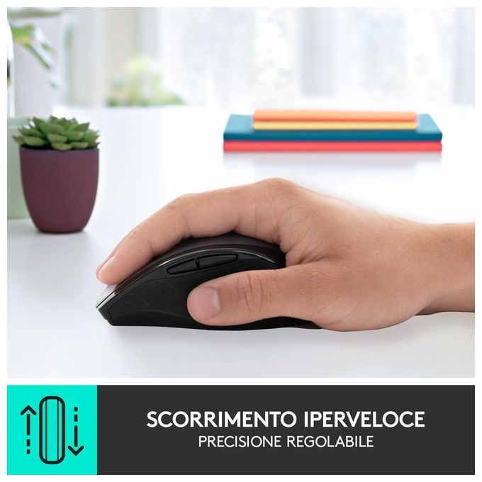 Logitech 705 Marathon Mouse Wireless, Ricevitore USB Unifying 2,4 GHz, 1000 DPI, 5 Pulsanti Programmabili, Durata Batteria di 3 Anni, Compatibile con PC, Mac, Laptop, Chromebook - Nero