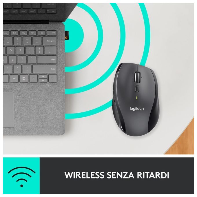 Logitech 705 Marathon Mouse Wireless, Ricevitore USB Unifying 2,4 GHz, 1000 DPI, 5 Pulsanti Programmabili, Durata Batteria di 3 Anni, Compatibile con PC, Mac, Laptop, Chromebook - Nero