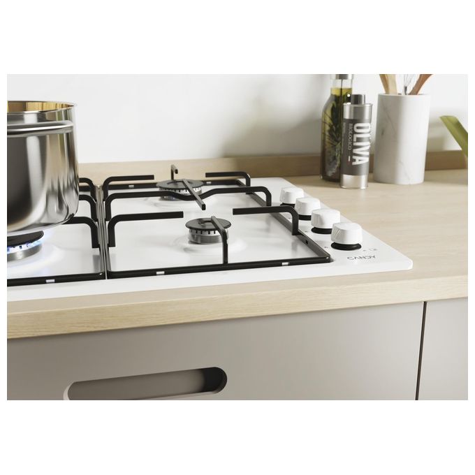 Candy CHW6LWW Piano Cottura a Gas 4 Zone 60 cm Bianco