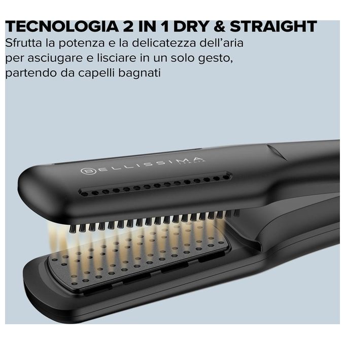 Bellissima 11967 AirSleek Piastra per capelli 2in1 640 W Ceramica e Cheratina Ionica 2 temperature 2 velocita' cavo girevole 2 m colore Nero Oro