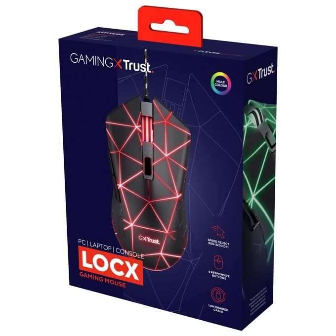 Trust GXT 133 Locx Mouse Gaming Usb Ottico 4000DPI