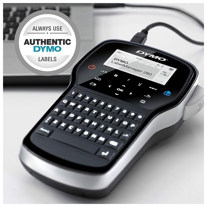 Dymo 2091152 LabelManager 280 Kit Etichettatrice Portatile Ricaricabile Tastiera QWERTY con Custodia e 2 Nastri D1 colore Nero