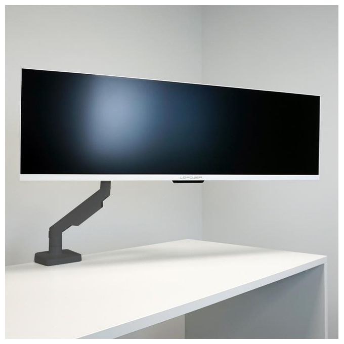 LC-Power LC-EQ-A49B Supporto da Tavolo per TV e Monitor Fino a 49 Pollici Regolabile in Altezza Inclinazione Rotazione 360° VESA 75x75 100x100 mm colore Nero