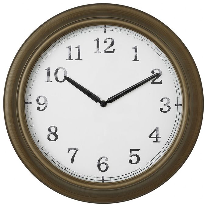 TFA-Dostmann 60.3066.53 Orologio da Parete e da Tavolo Orologio al Quarzo Rotondo Resistente agli Schizzi d'Acqua in Metallo e Vetro colore Ottone