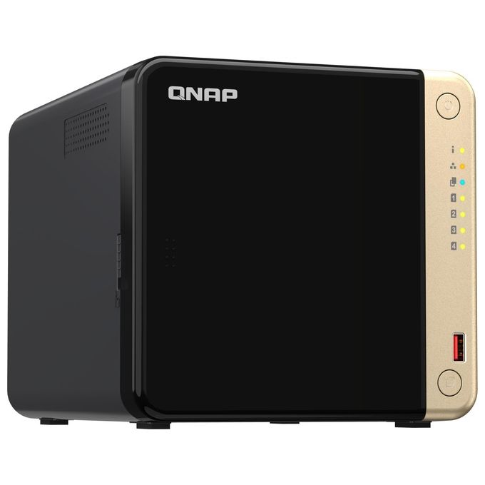 QNAP TS-464-8G TS-464 NAS Tower 4 vani 8GB DDR4 Intel Celeron N5095 2 porte 2.5GbE 2 slot M.2 colore Nero