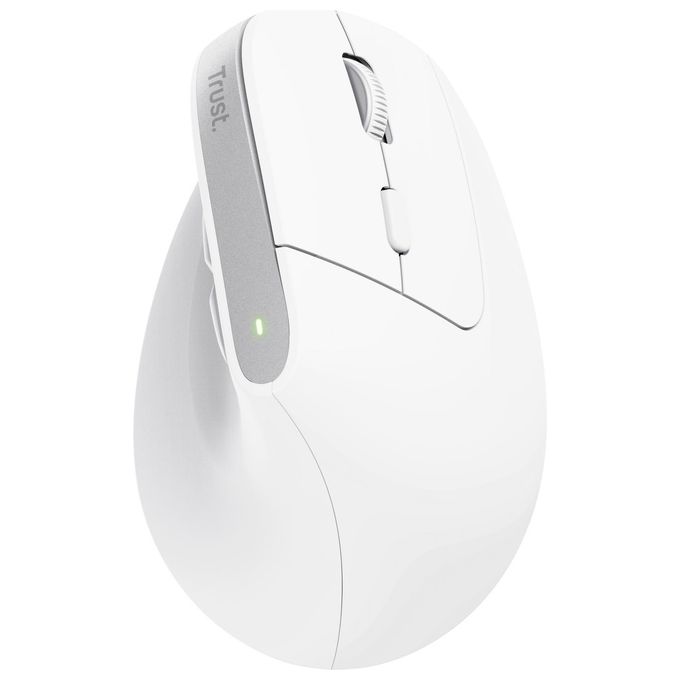 Trust 25399 Bayo+ Mouse Ergonomico Wireless Multidispositivo 6 Pulsanti 800-2400 DPI Ricaricabile colore Bianco