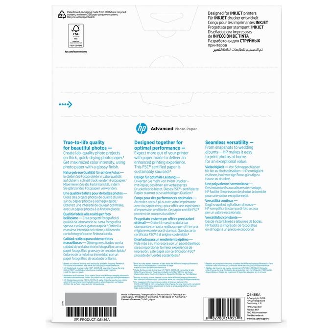 Hp carta fotografica lucida A4 250g 25 fogli