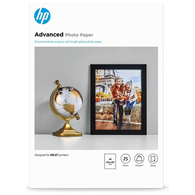 Hp carta fotografica lucida A4 250g 25 fogli