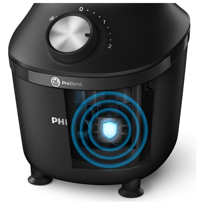 Philips HR2291-01 Serie 3000 Frullatore da tavolo ProBlend 600 W 2 L bicchiere vetro tritaghiaccio colore Nero